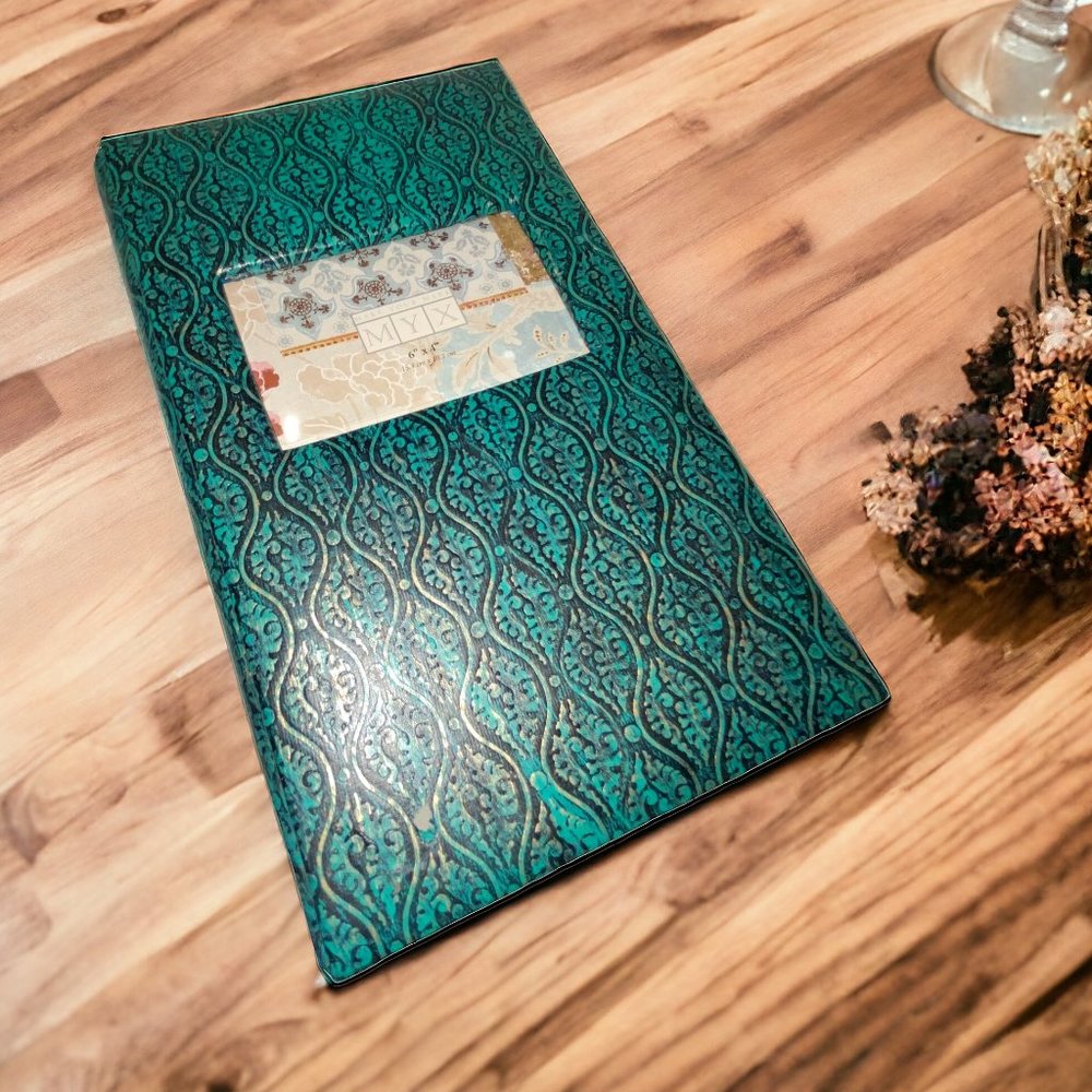 Vintage Photo Album Vertical Rectangular Plastic Pockets Dark Teal Blue *read*